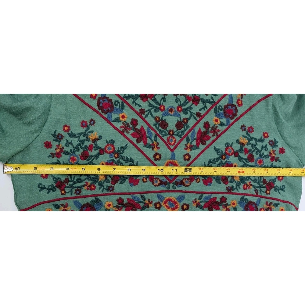 Umgee Green Embroidered Tunic Dress Flutter Sleeve Size L Boho Hippie Festival - Picture 7 of 11